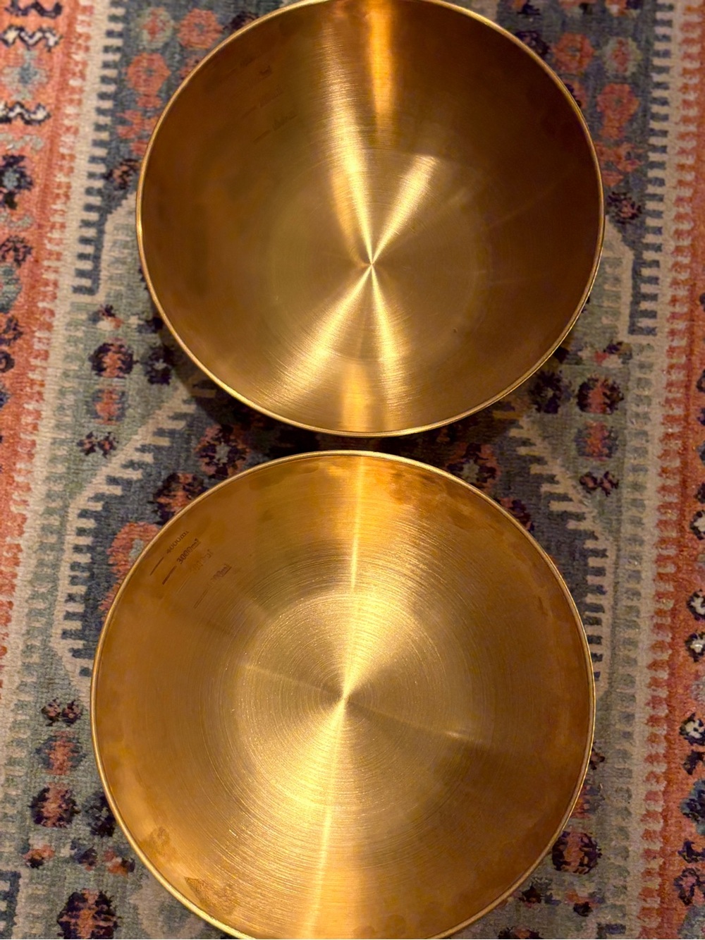 Set of Two Gold-Tone Mixing Bowls